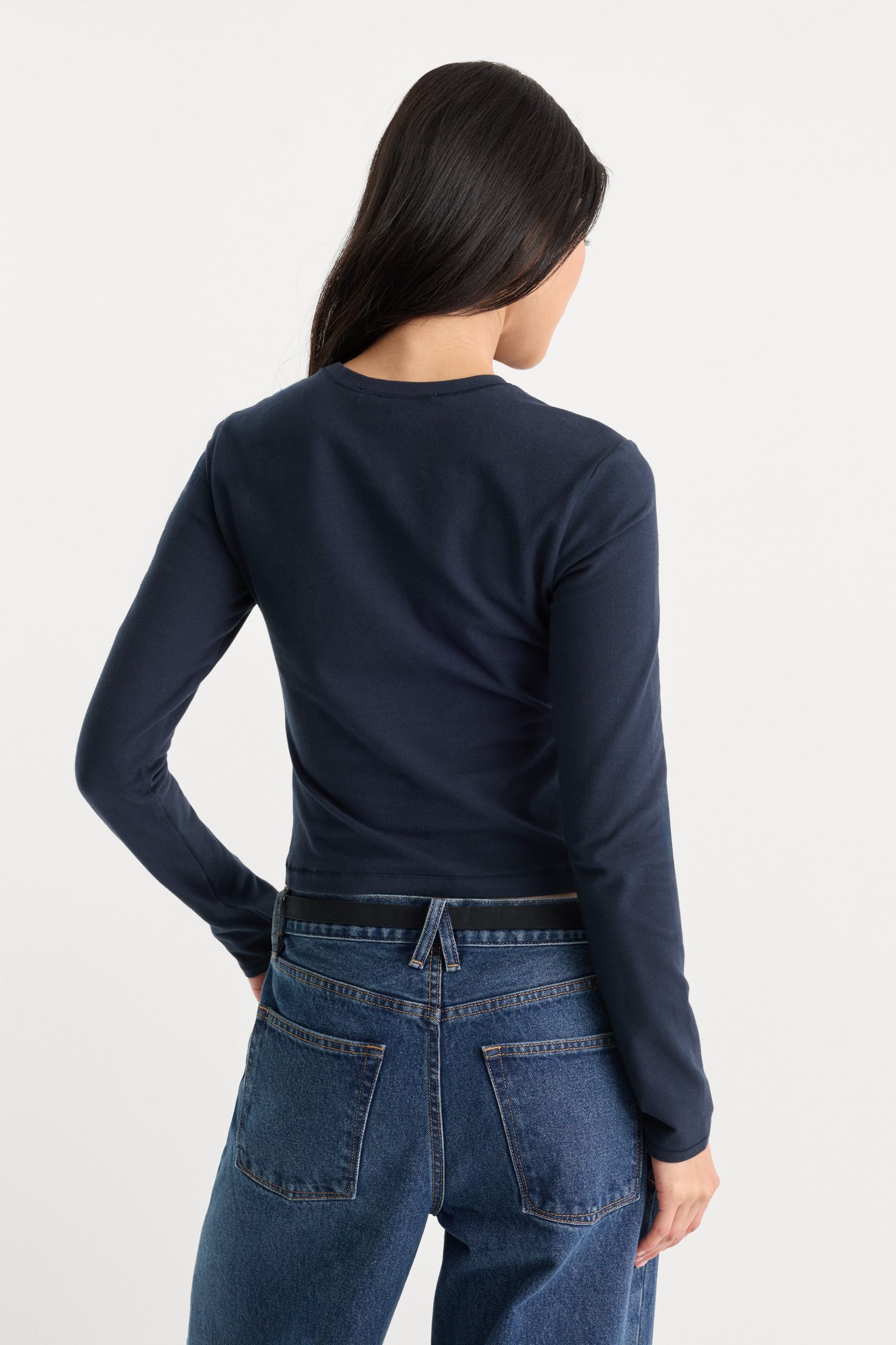 THE LONG SLEEVE BABY TEE | NEW NAVY - Image 4