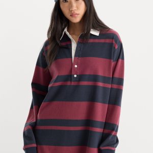 THE KNIT RUGBY MINI DRESS | NAVY BERRY CLUB STRIPE