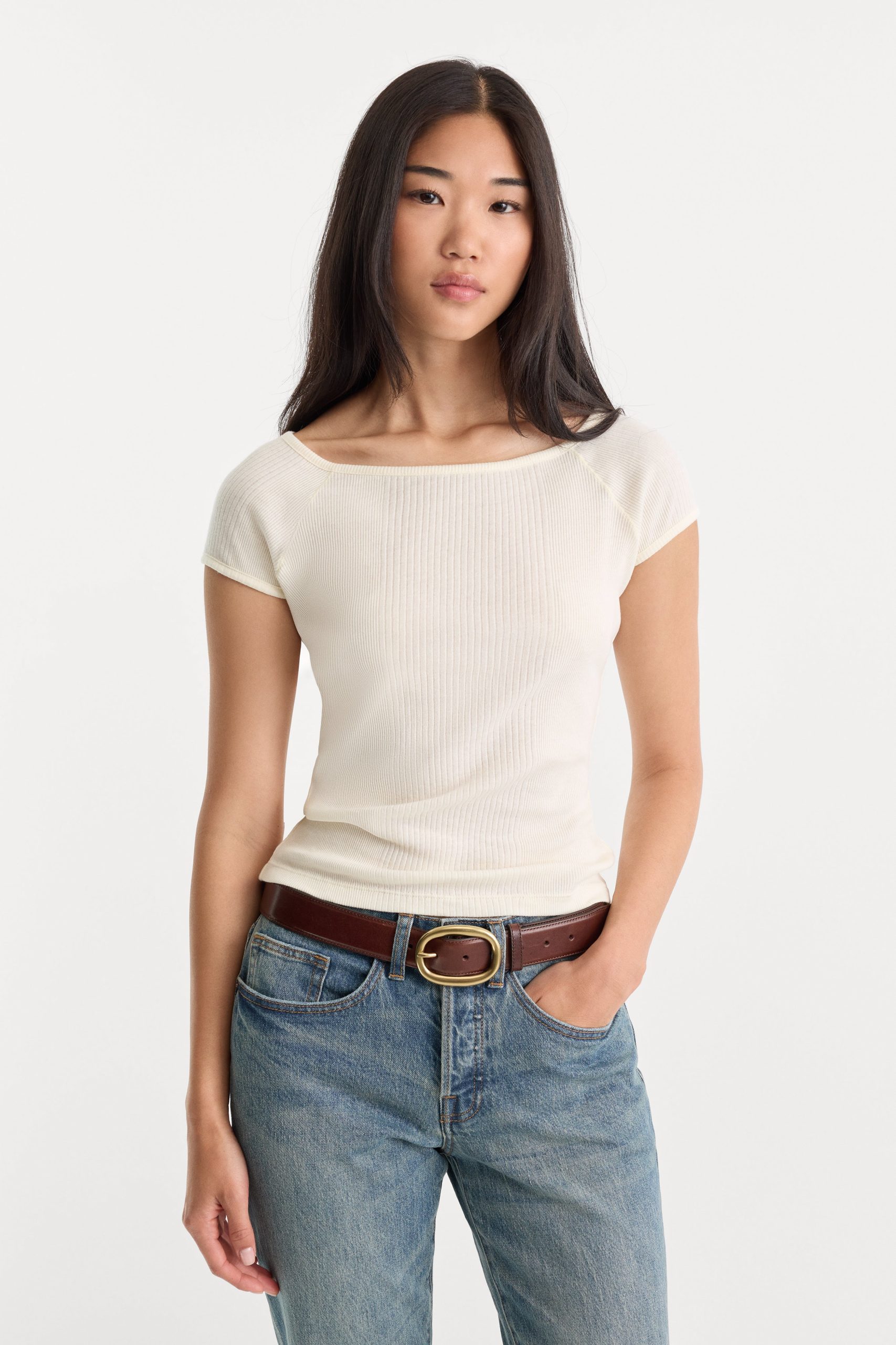 THE VARIEGATED RIB TOP | CHALK - Image 2