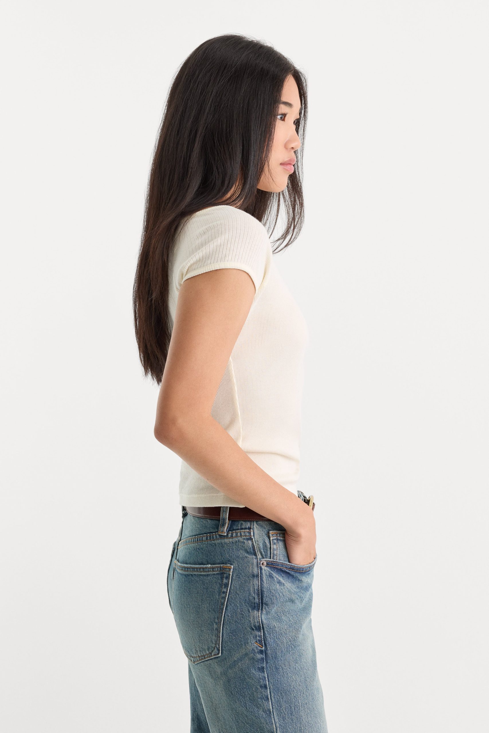 THE VARIEGATED RIB TOP | CHALK - Image 6