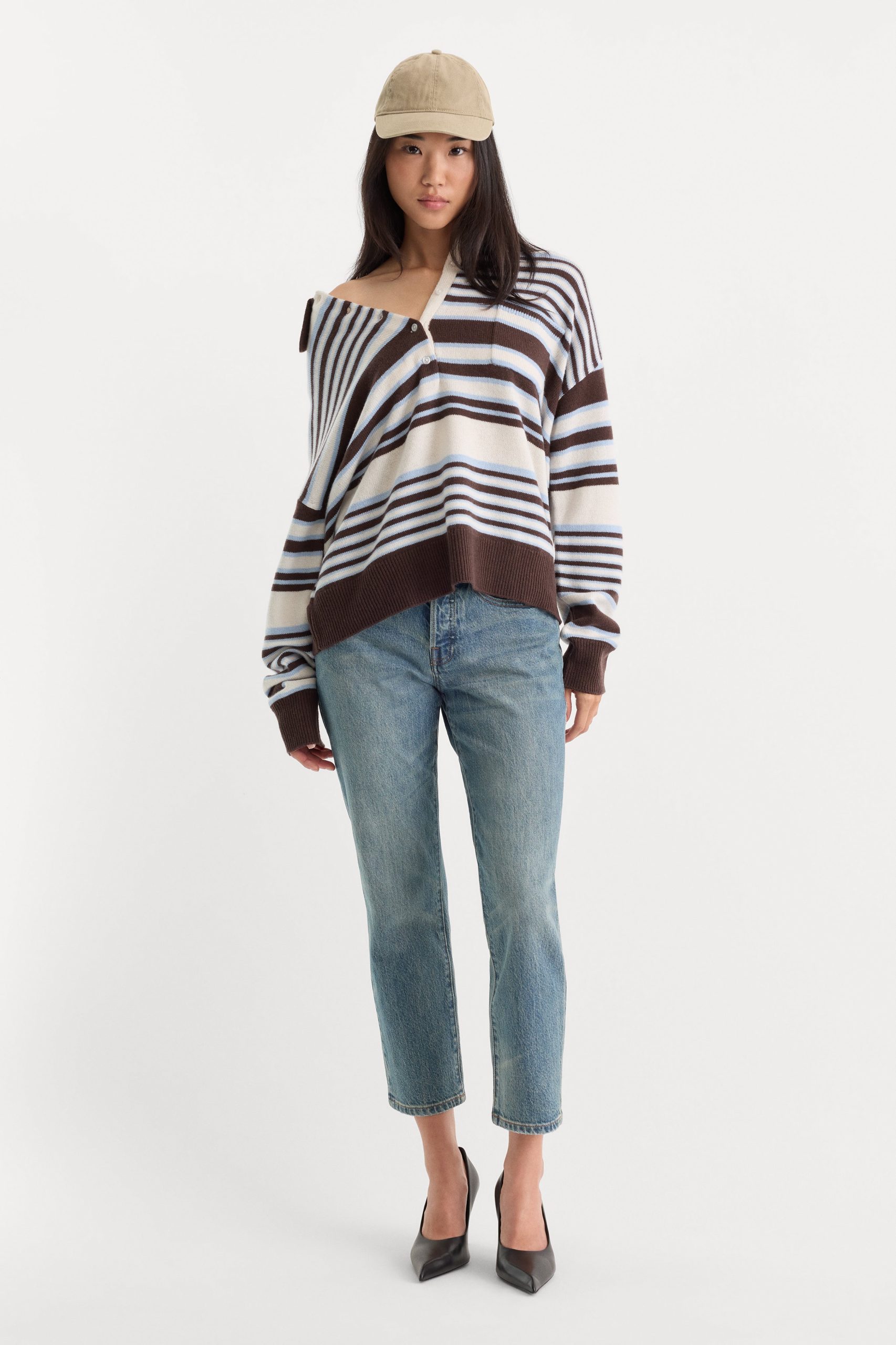 THE OVERSIZED RUGBY SWEATER | MOCHA STRIPE - Image 7