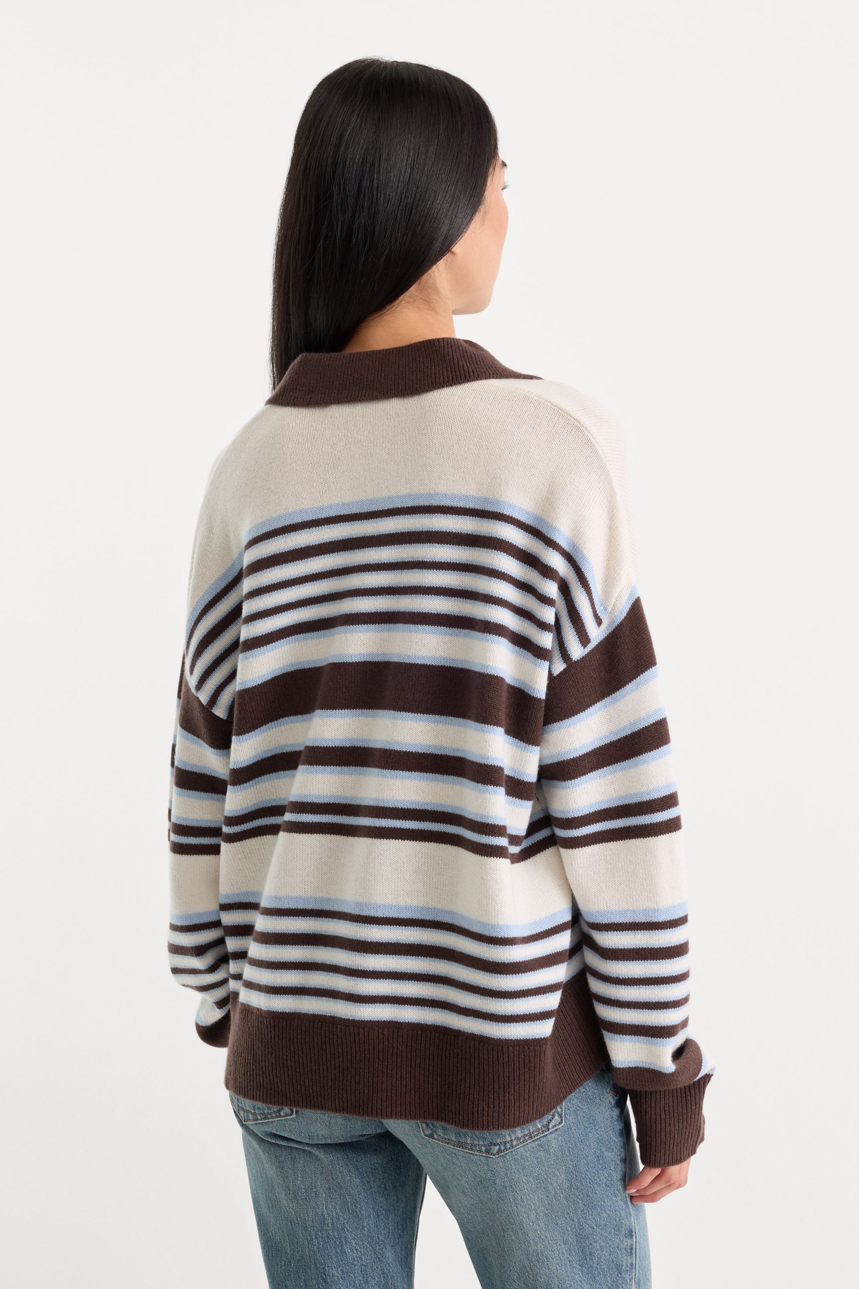 THE OVERSIZED RUGBY SWEATER | MOCHA STRIPE - Image 6