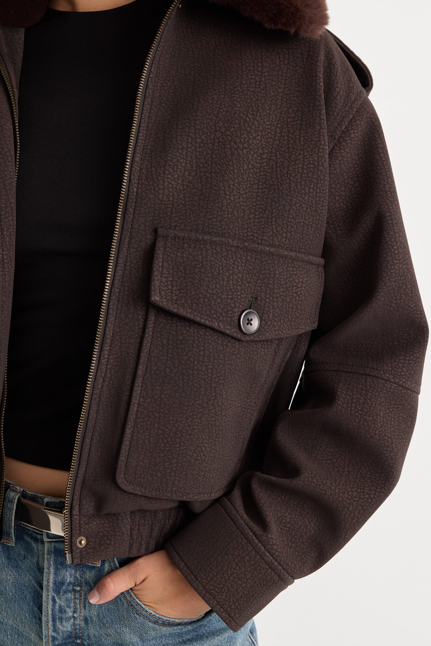 THE BETTER THAN LEATHER BOMBER JACKET | ESPRESSO - Image 5