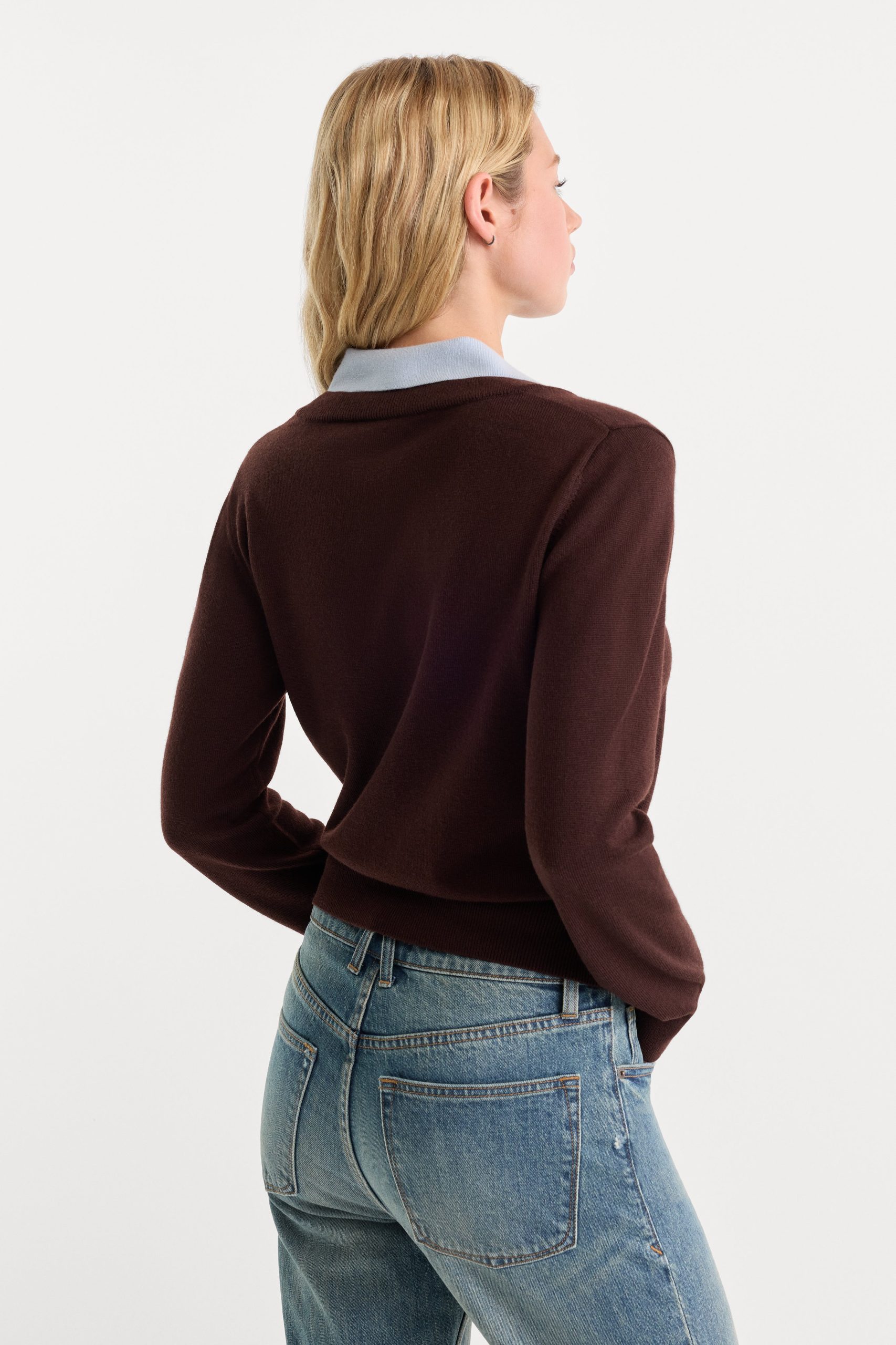 THE TWO IN ONE SWEATER | MOCHA WITH SKY - Image 4