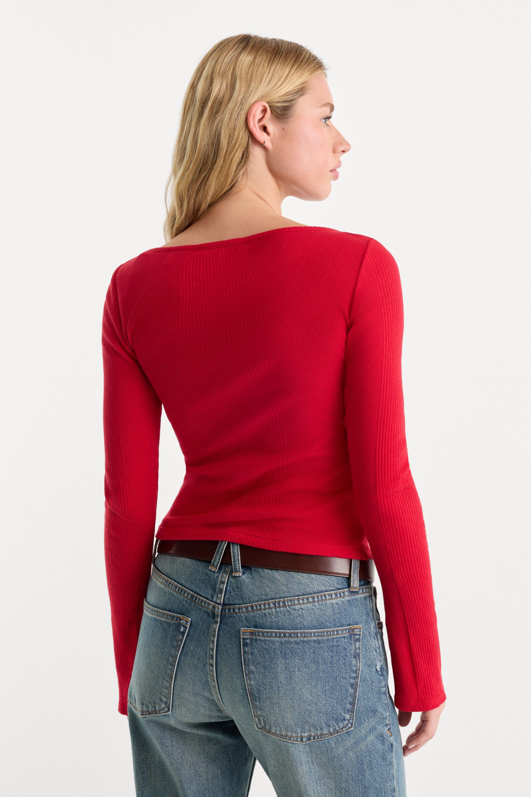 THE VARIEGATED RIB LONG SLEEVE TOP | CRIMSON ROSE - Image 5