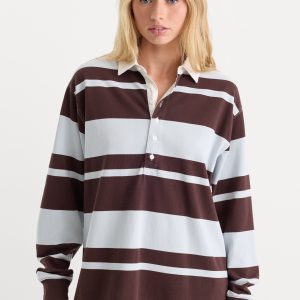 THE KNIT RUGBY MINI DRESS | SKY MOCHA CLUB STRIPE