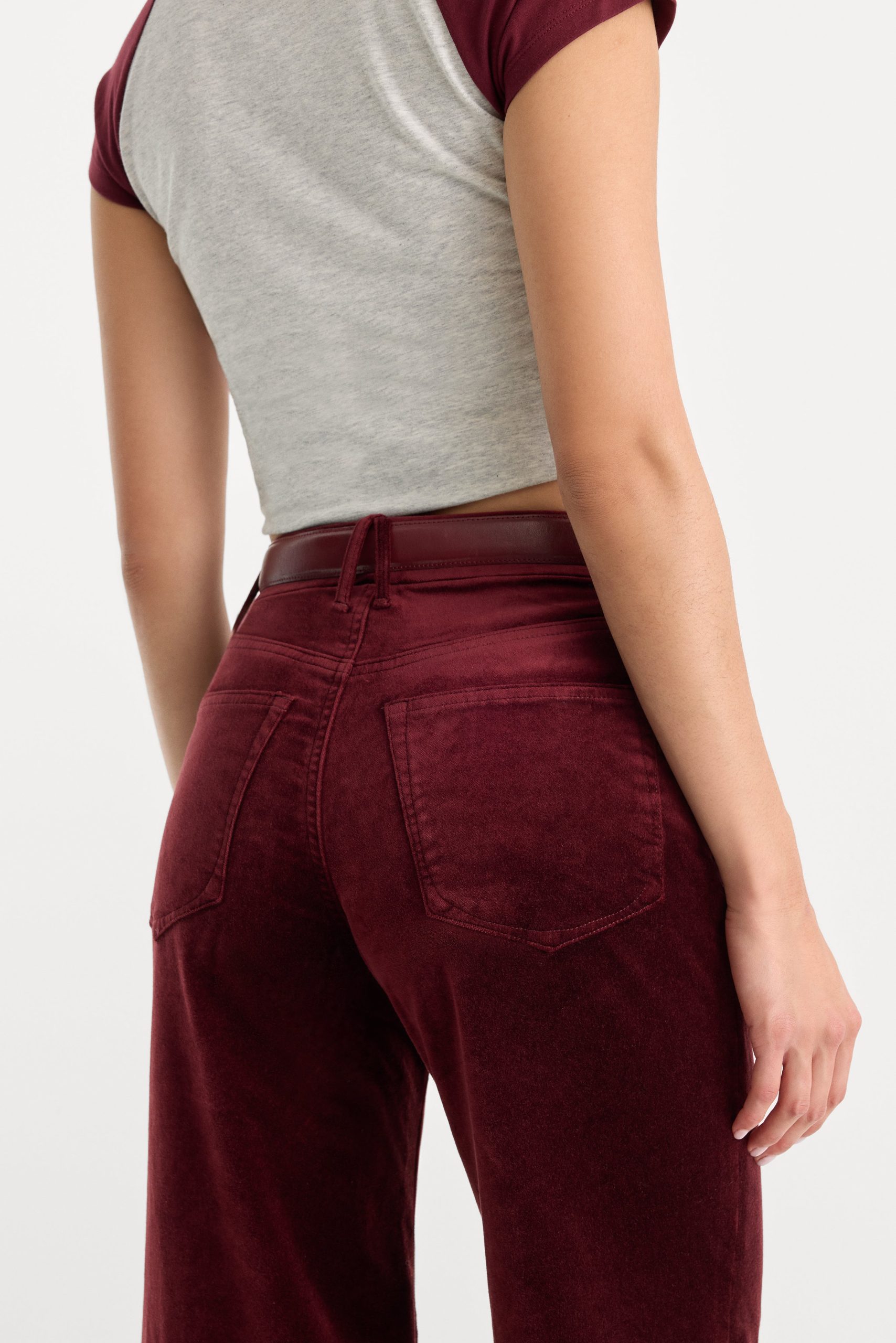 VELVET GOOD WAIST PALAZZO PANT | BERRY NOIR - Image 6