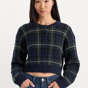 THE JACQUARD CARDIGAN | FOREST PLAID