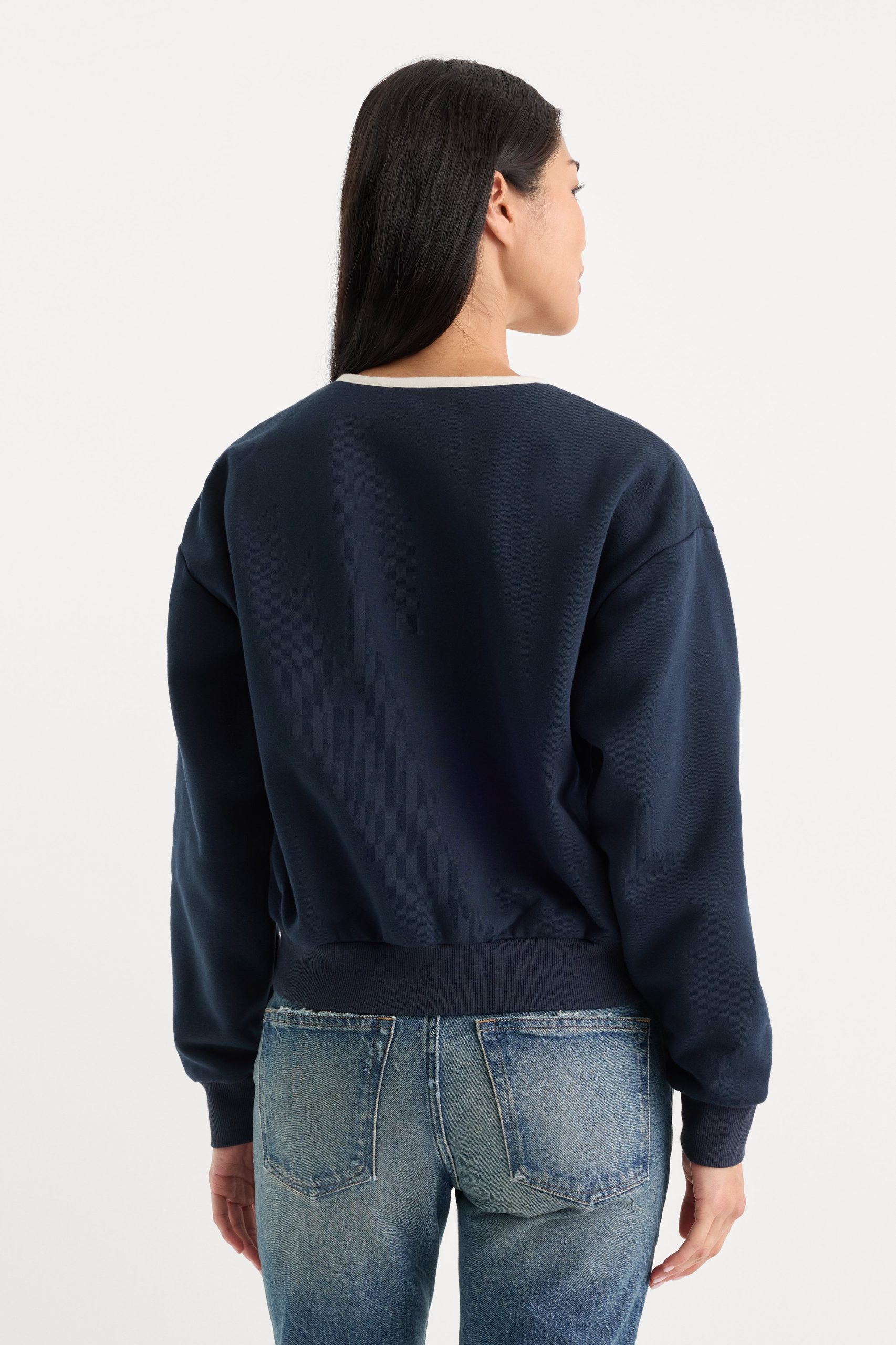 THE BRUSHED FLEECE HENLEY | NEW NAVY - Image 6
