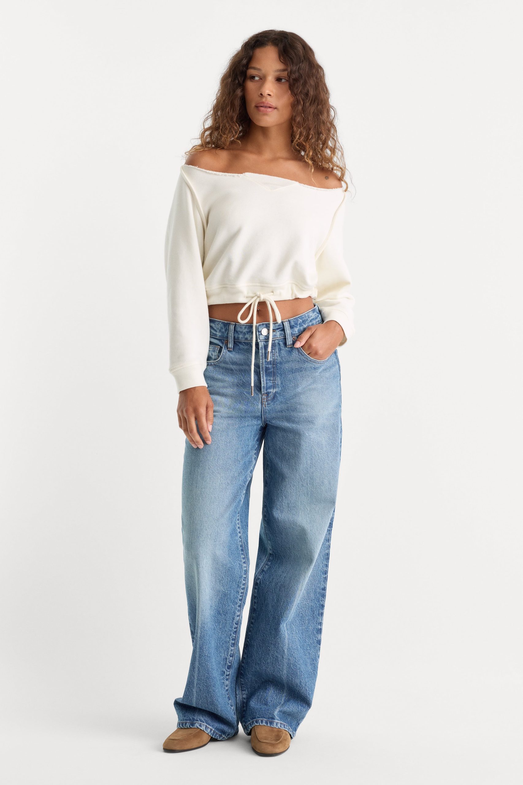 THE FRENCH TERRY TIE SWEATSHIRT | CHALK - Image 5