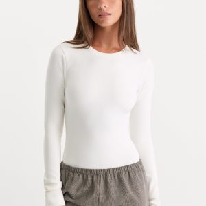 THE SCULPTING MODERN LONG SLEEVE BODYSUIT | WHITE
