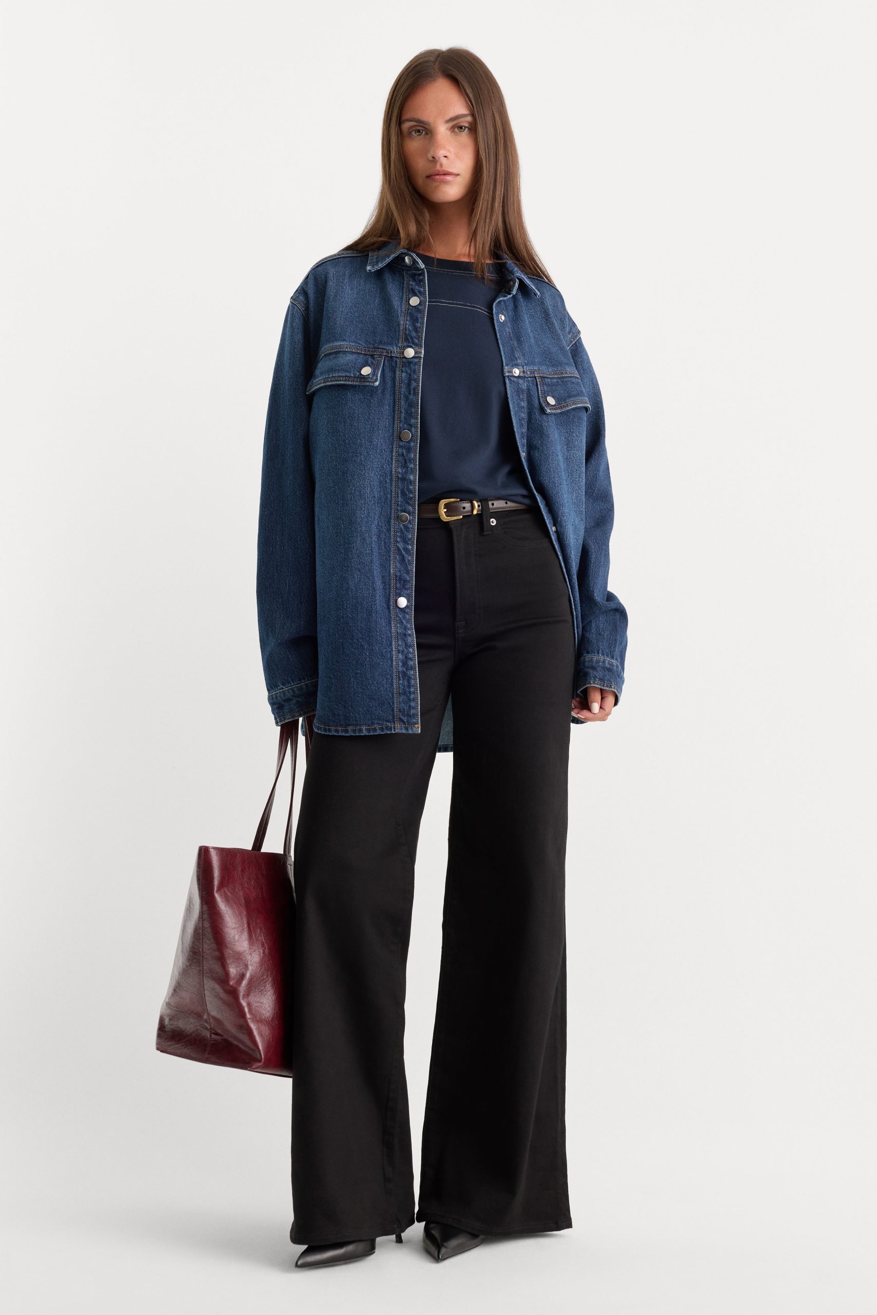 NEVER FADE GOOD WAIST PALAZZO JEANS | BLACK