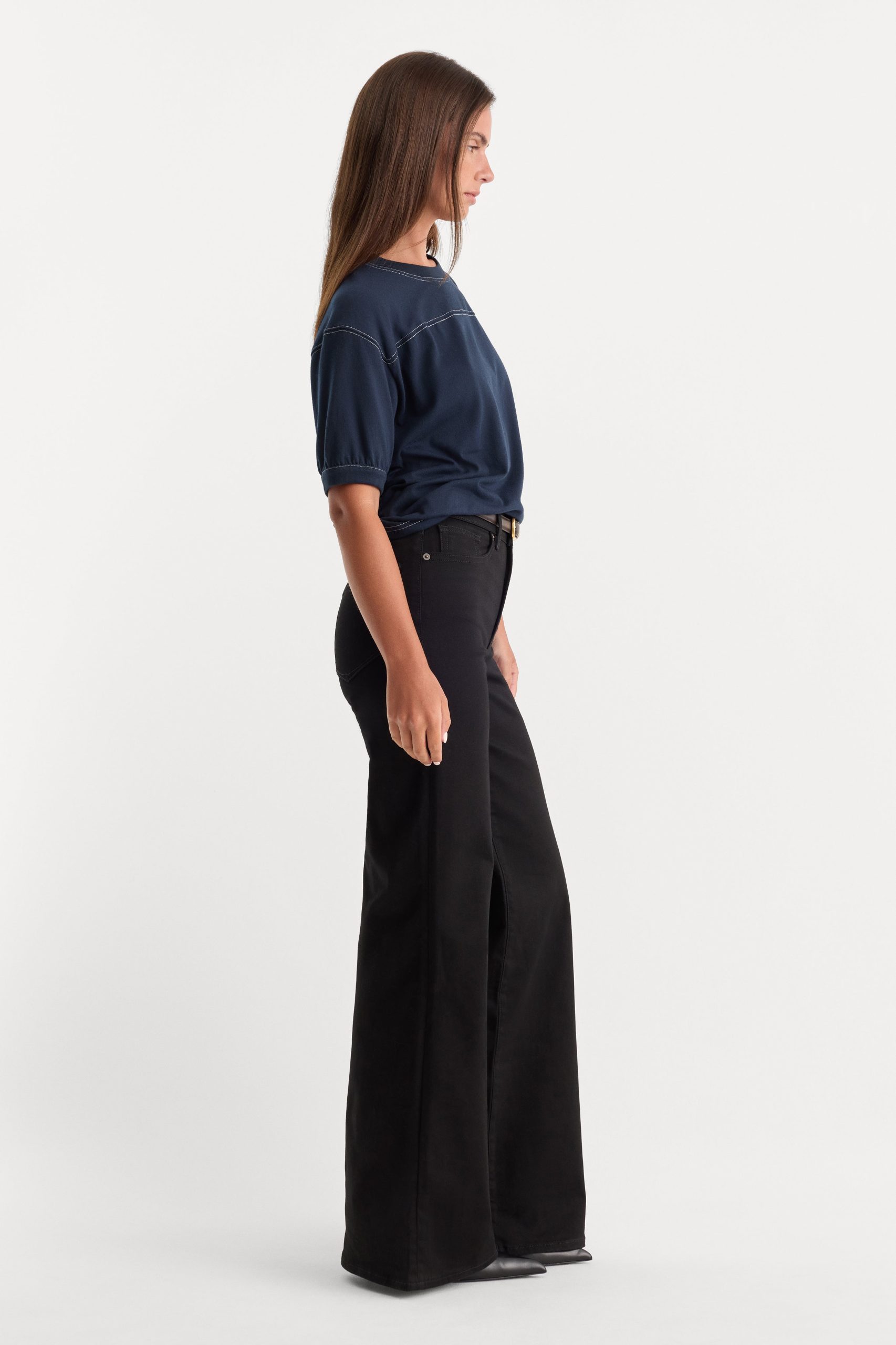 NEVER FADE GOOD WAIST PALAZZO JEANS | BLACK - Image 3