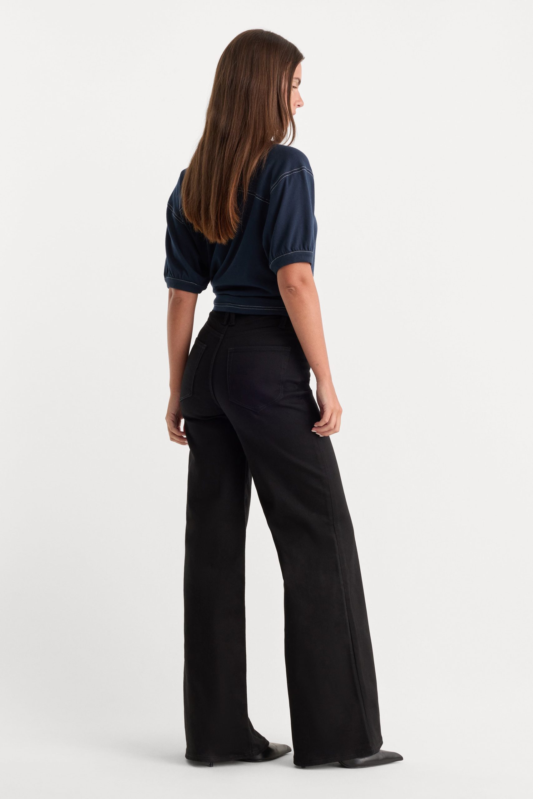 NEVER FADE GOOD WAIST PALAZZO JEANS | BLACK - Image 5