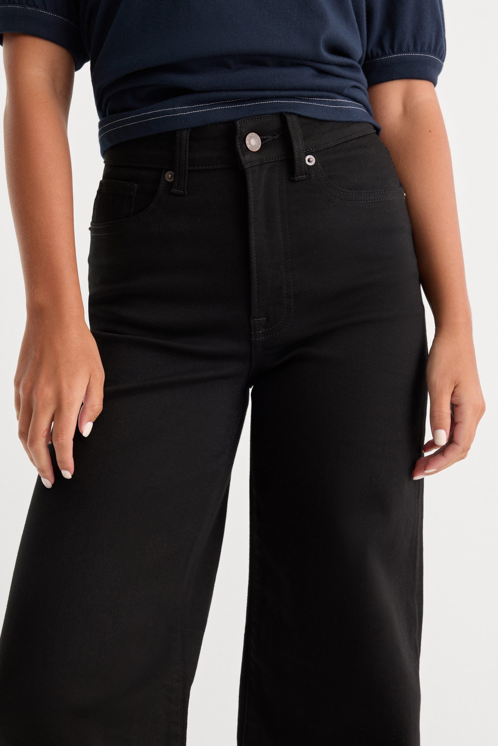 NEVER FADE GOOD WAIST PALAZZO JEANS | BLACK - Image 4