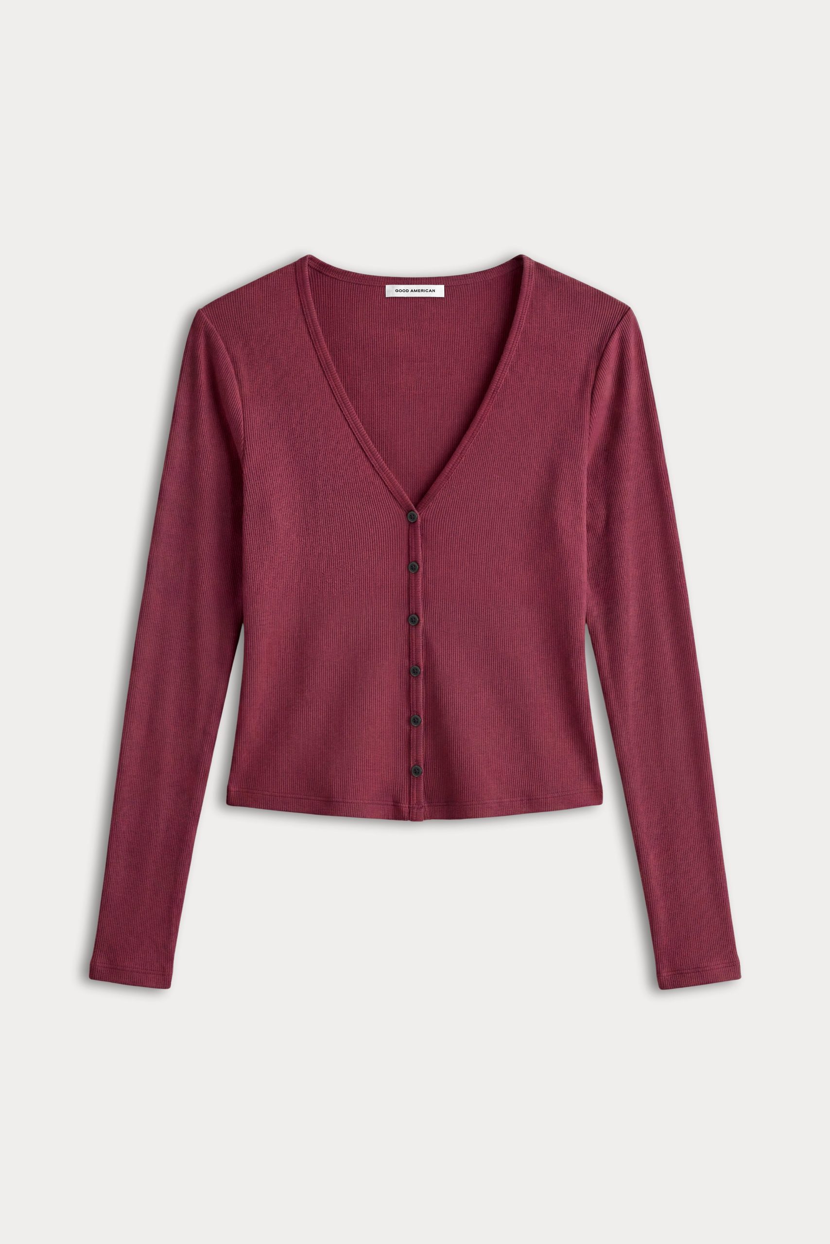 THE RIB V NECK CARDIGAN | BERRY NOIR - Image 6