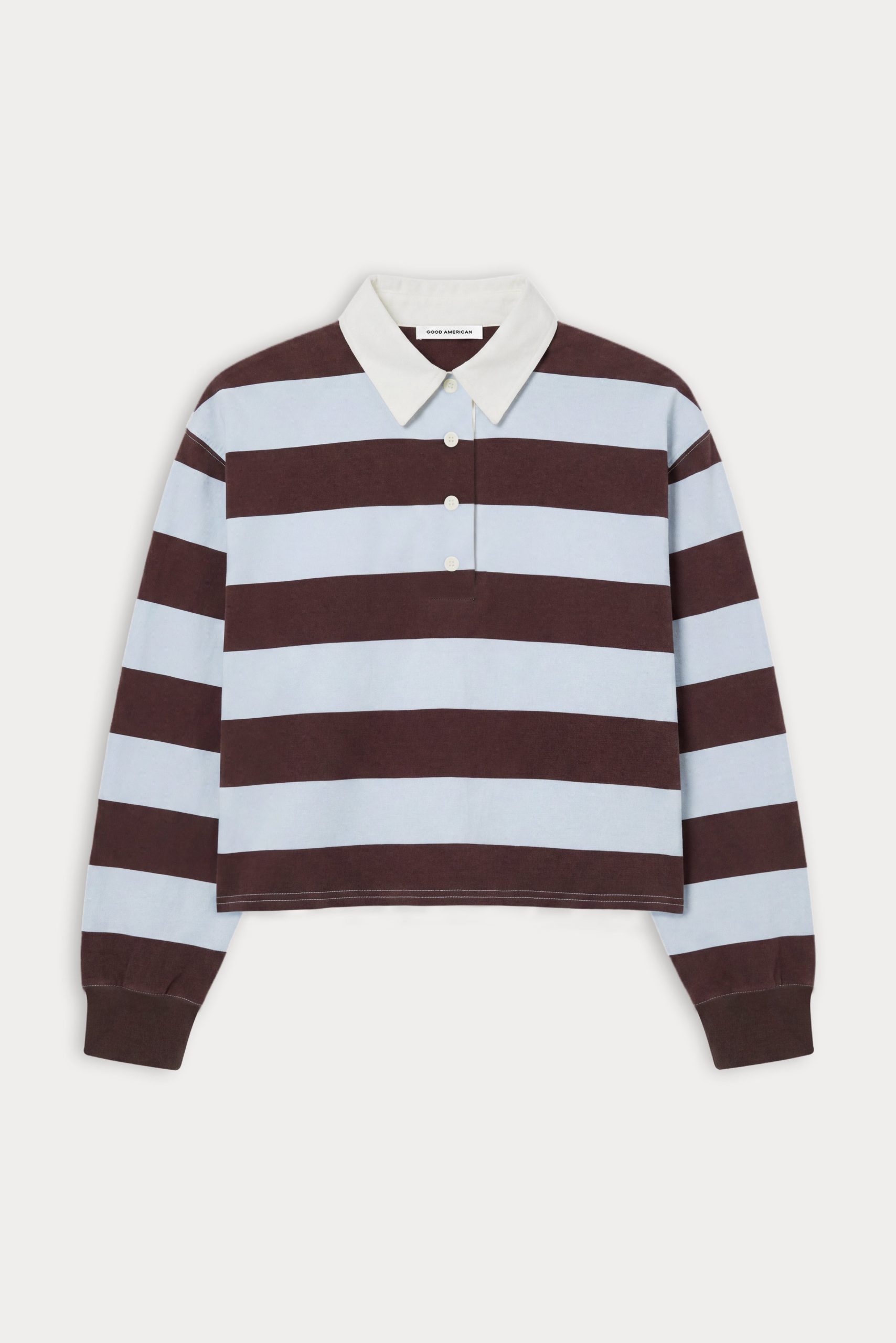 THE CROPPED RUGBY POLO | ESPRESSO SKY BLOCK STRIPE - Image 5