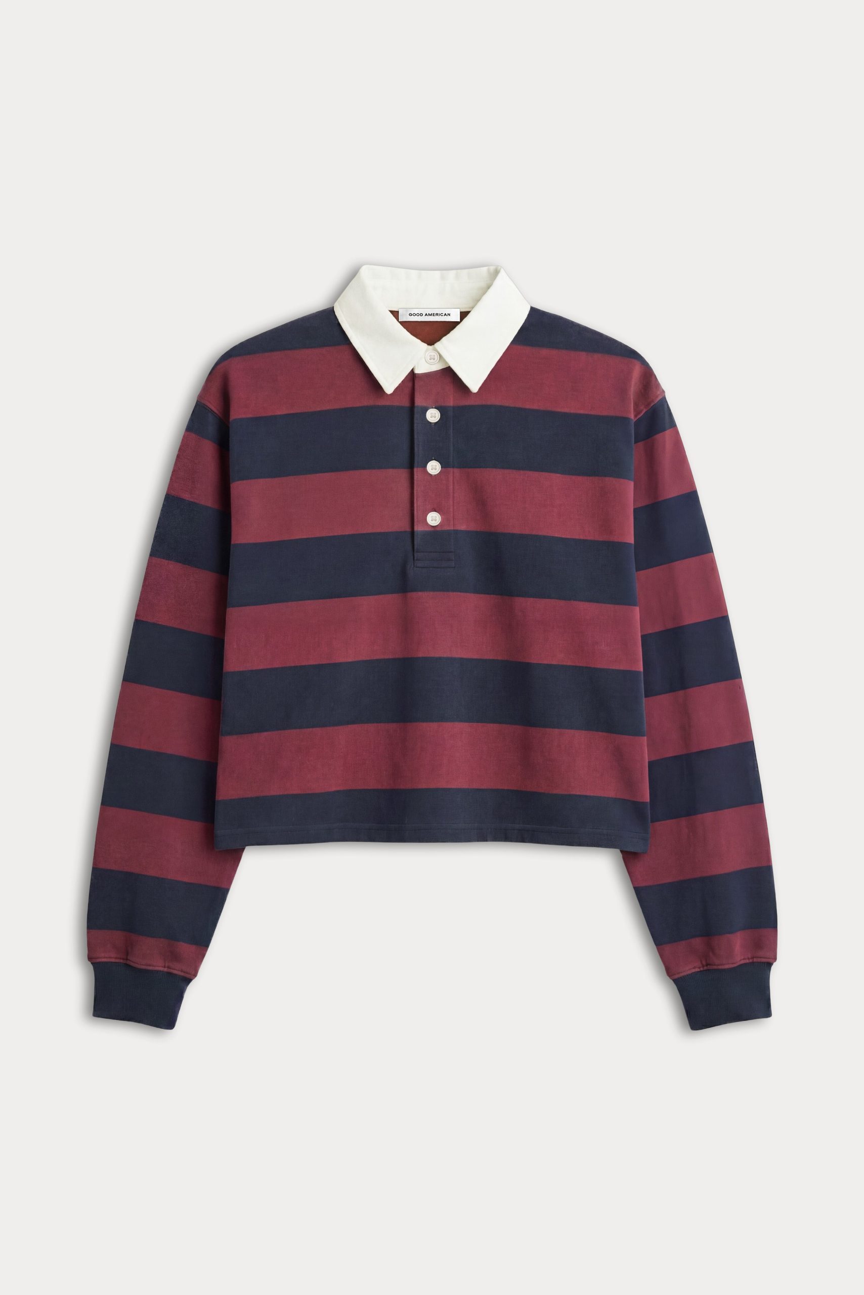 THE CROPPED RUGBY POLO | NAVY BERRY NOIR BLOCK STRIPE