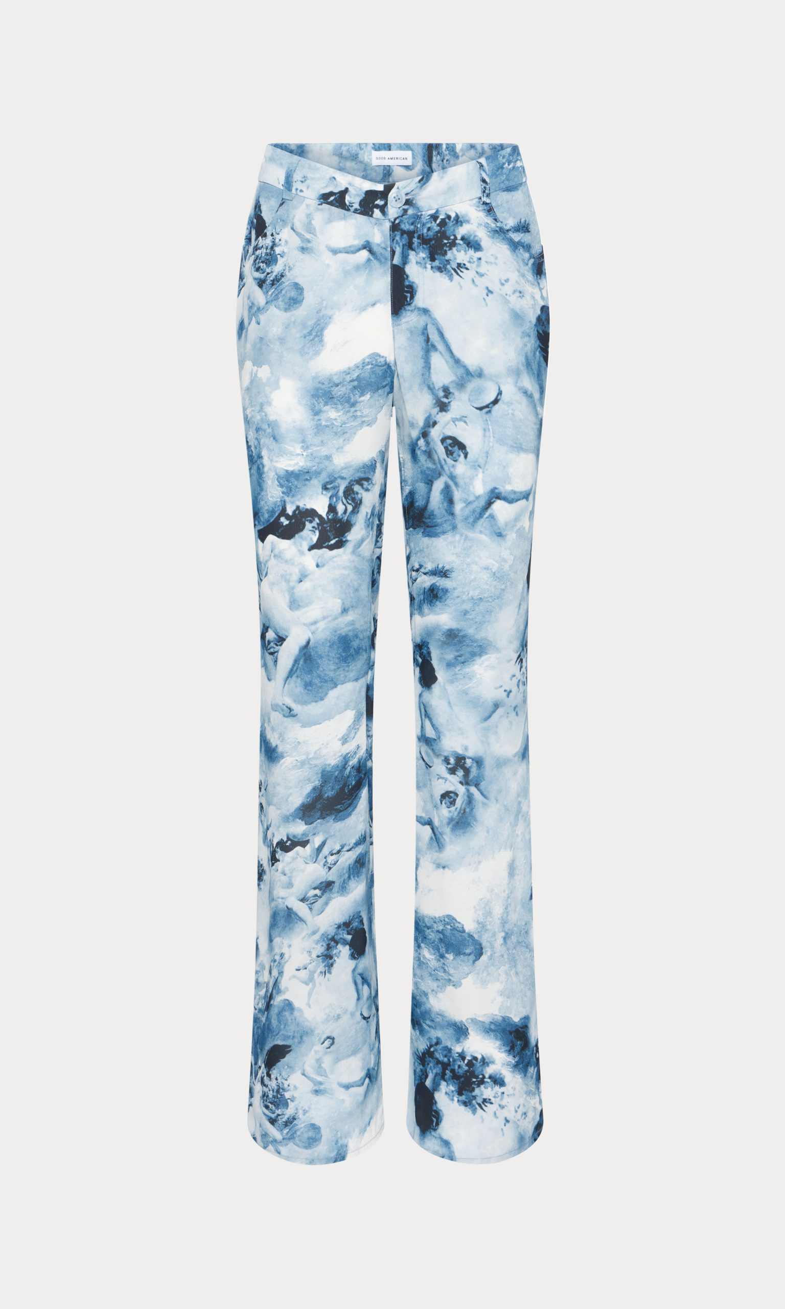 V WAIST CHIFFON FLARE PANTS | BLUE ANGEL PRINT - Image 7