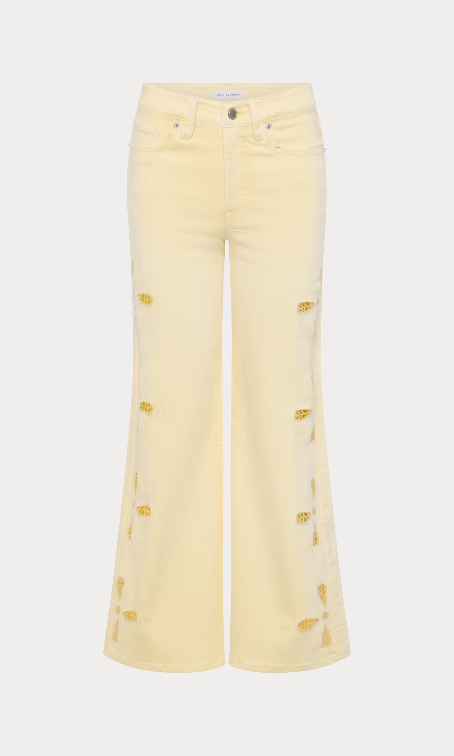 GOOD WAIST PALAZZO ANKLE EMBROIDERED JEANS | ANISE YELLOW - Image 7