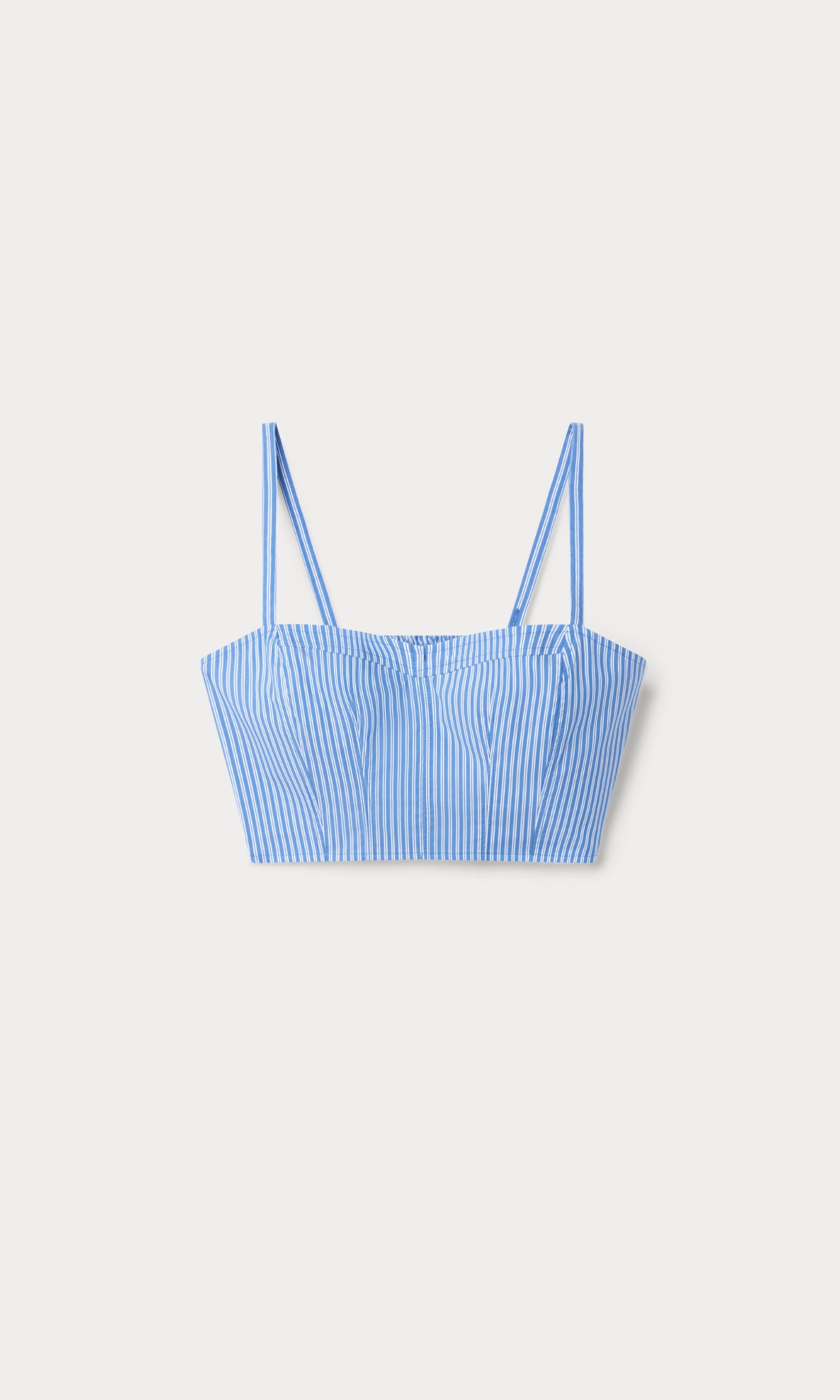 POPLIN BUSTIER CAMI TOP | BLUE AND WHITE STRIPE - Image 6