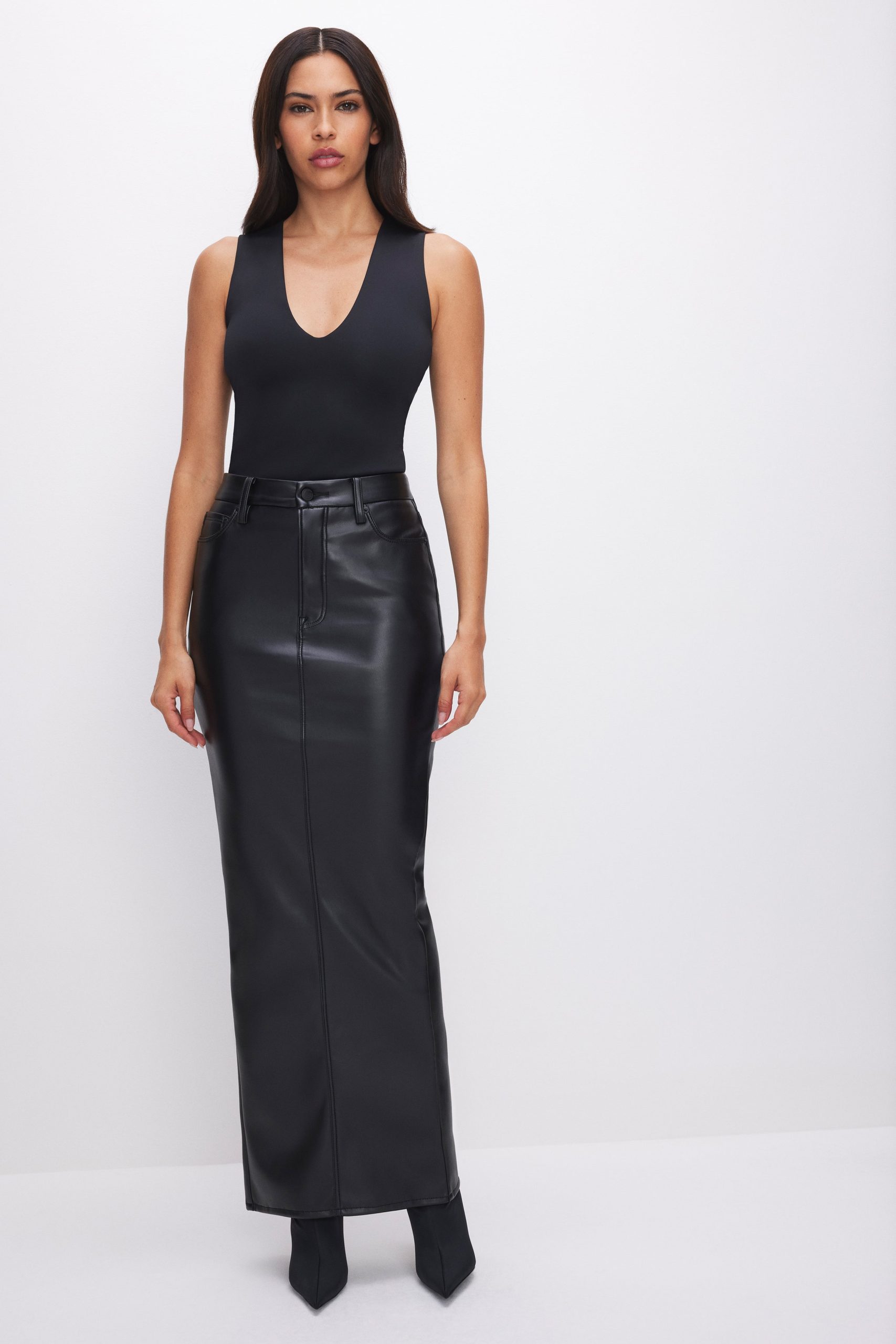 SCULPTING DEEP V TANK BODYSUIT | BLACK001