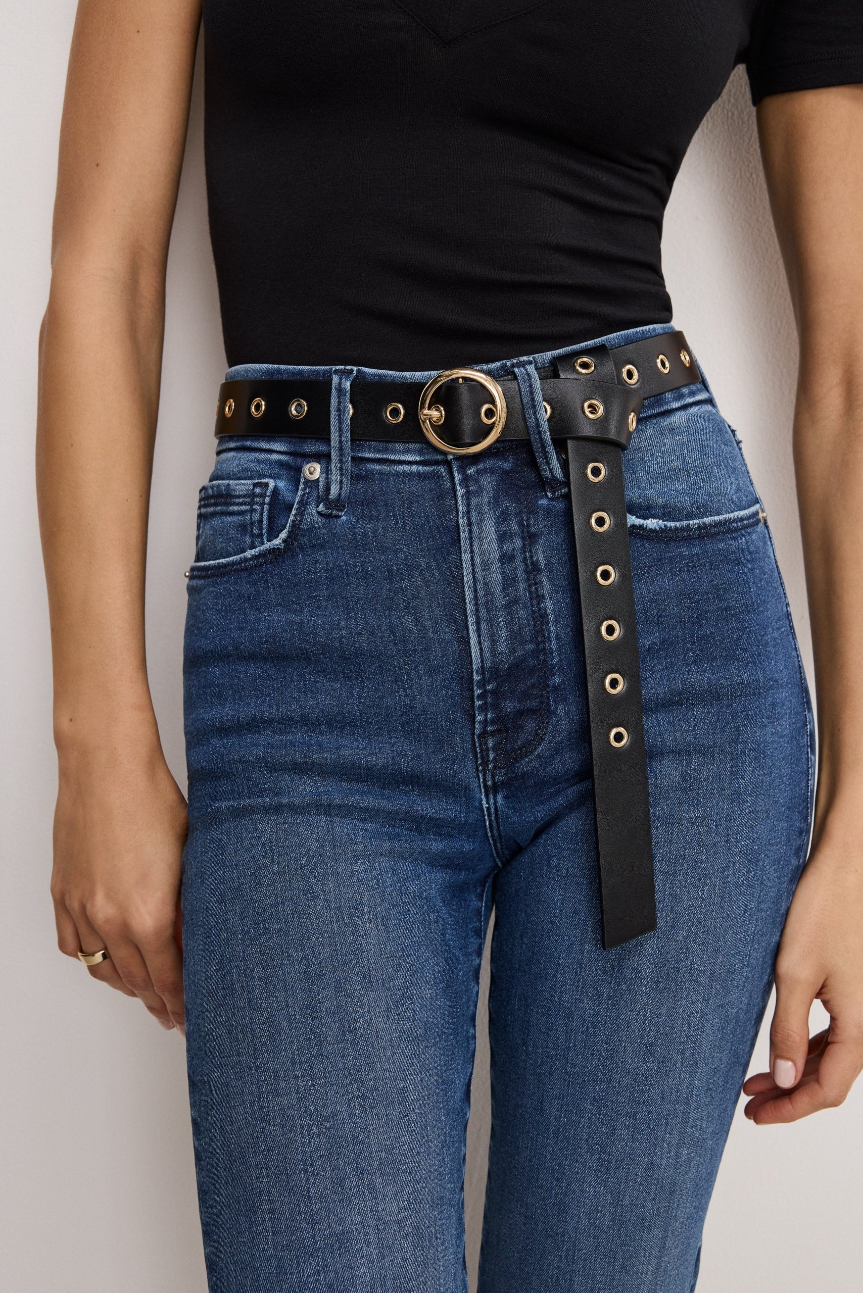 SKINNY EYELET BELT | BLACK001 - Image 2