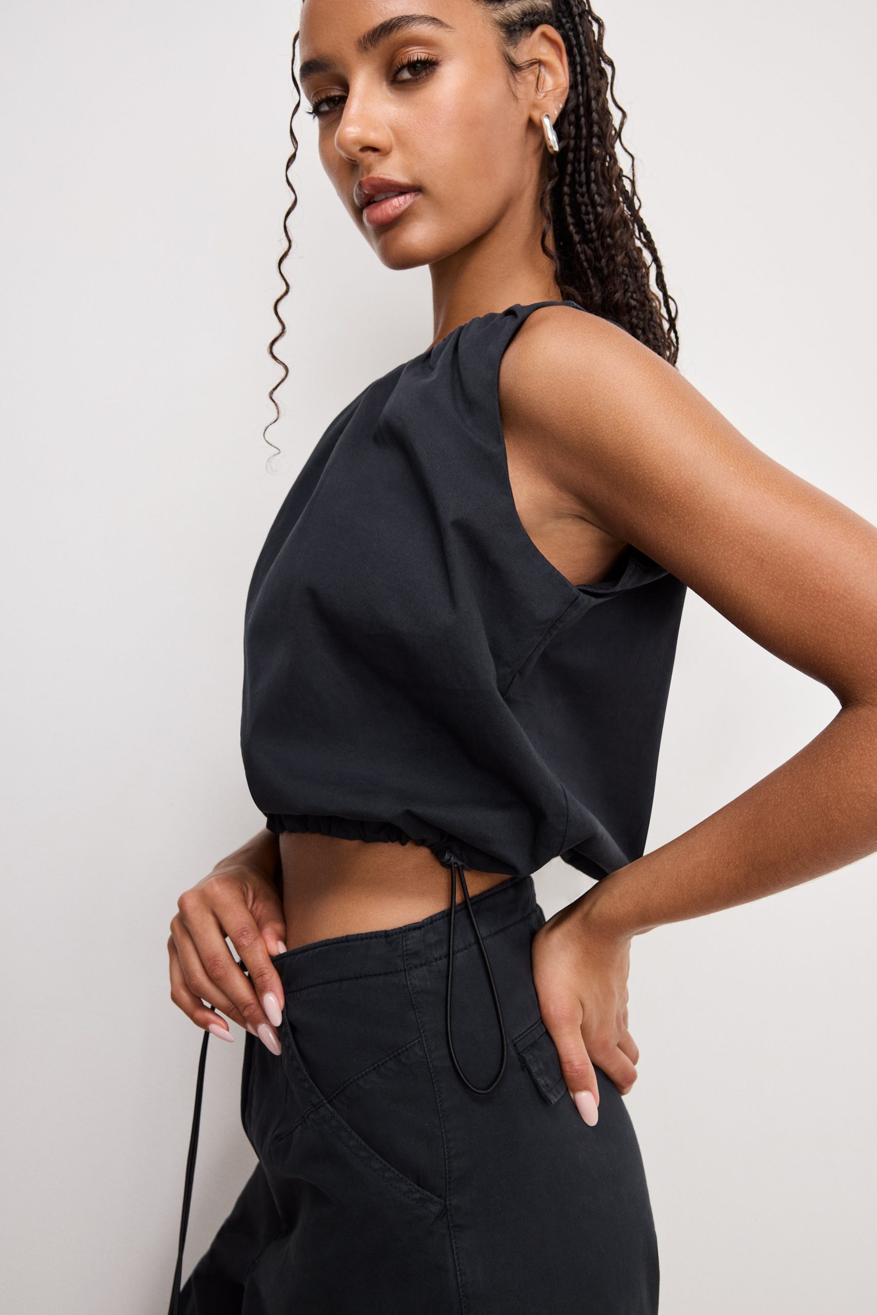 TWILL PARACHUTE BUBBLE TOP | BLACK001 - Image 3